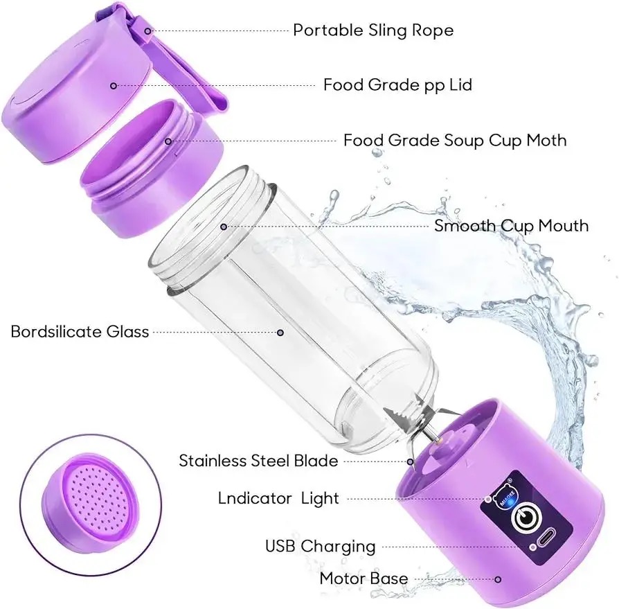 Portable Rechargeable 6-Blade Juicer Blender